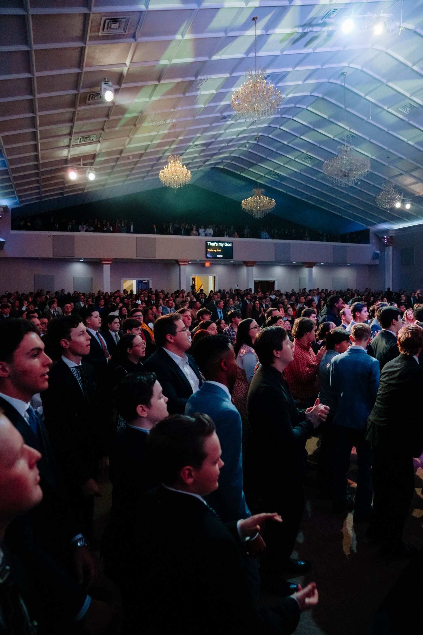 Students worshiping together at PineGrove